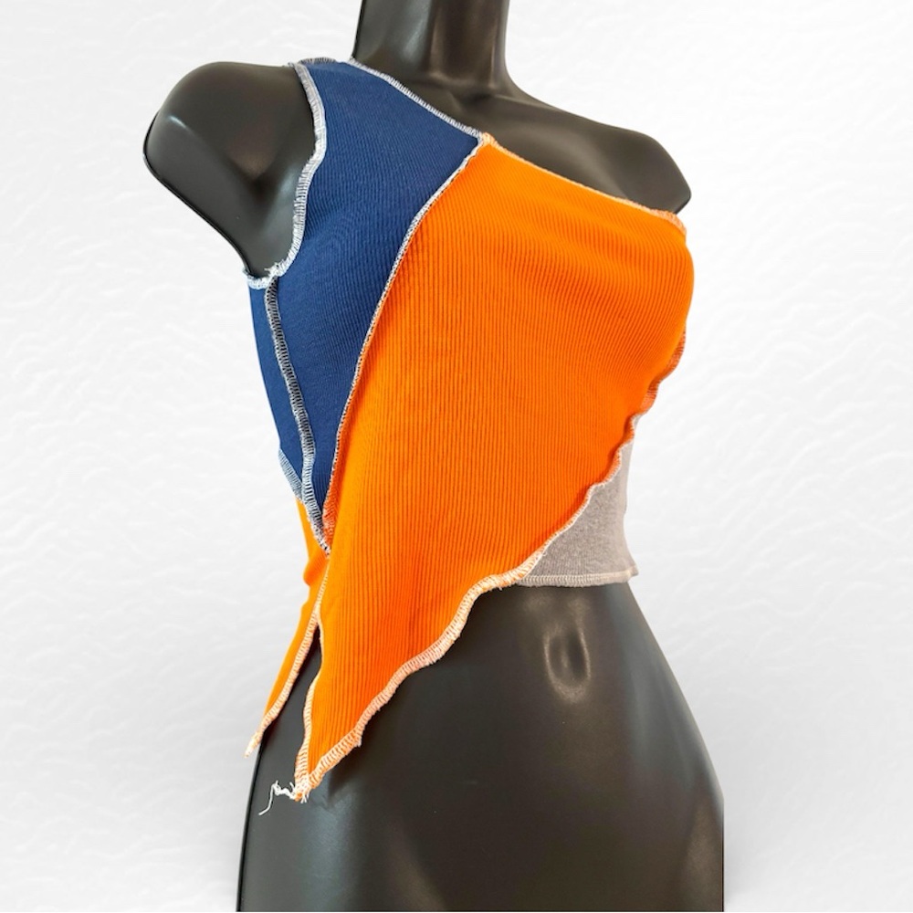 Colorblock Asymmetrical Knit Top